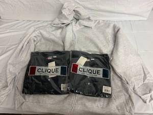 2 Navy Polo Shirts and Gray Zip Up Hoodie - 5XL