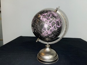 World Globe polished Metal Base