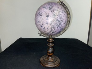 Unique World Globe on Metal axis and Wood Turned Base