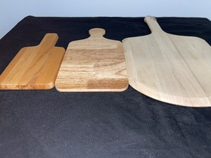 Lot of 3. 2-Wood Cutting Boards and 1 Pizza Paddle