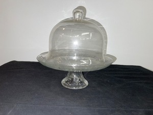 Glass Cake Dome on Glass Pedestal Tray