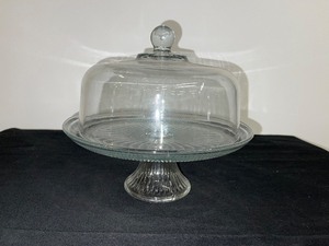 Glass Knob Cake Dome on Glass Pedestal Plate