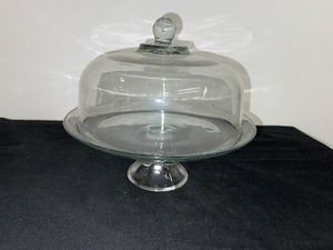 Glass Knob Cake Dome on Glass Pedestal Plate