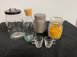 Lot of Misc. Glass Canisters and Small Glass Cups