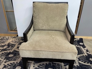 Wood and Upholstered Cushion Back Arm Chair