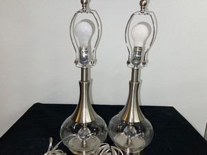 Set of 2 Metal and Glass Bulb Table Lamps