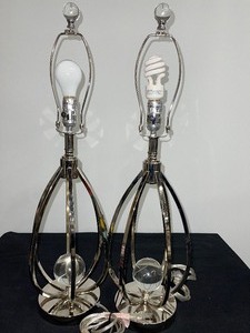 Set of 2 Metal and Glass Table Lamps