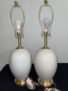 Set of Two Glass and Metal Table Lamps