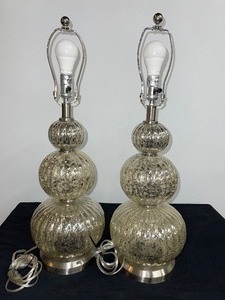 Set of (2) Two Iridescent Glass Table Lamps