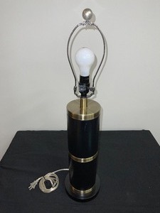 Black Cylindrical Metal Table Lamp