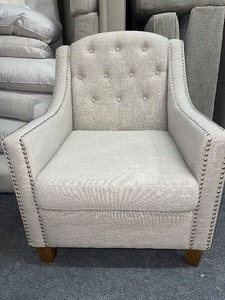 Upholstered, Tufted, Formal Chair With Decorative Tacks