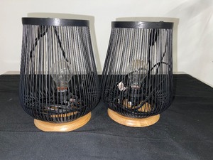 Set of (2) Wire Cage Table Lamps