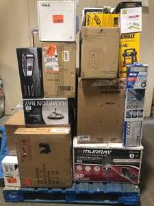 Pallet of Assorted Tools and General Merchandise Various Models and Conditions, Open box, Shelf pull, Returns and more  See Pictures
