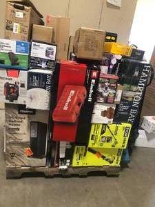 Pallet of Assorted Tools and General Merchandise Various Models and Conditions, Open box, Shelf pull, Returns and more  See Pictures