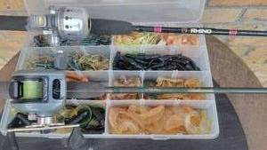 Bait Cast RodsReels & Rubber Worm Set