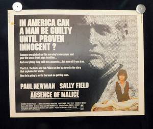 1981 Absence of Malice Single Sided Half Sheet Movie Theater Poster