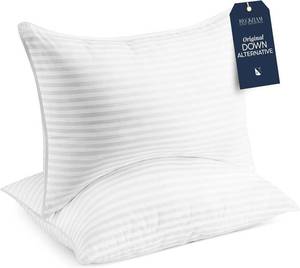 lot 12 image: Beckham Hotel Collection Bed Pillows King Size Set of 2 - Down Alternative Bedding Gel Cooling Big Pillow for Back, Stomach or Side Sleepers