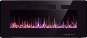lot 14 image: 42 Electric Fireplace in-Wall Recessed and Wall Mounted 1500W Fireplace Heater and Linear Fireplace with TimerMulticolor FlamesTouch ScreenRemote