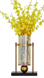 lot 63 image: Luludada Gold Tall Glass Clear Cylinder Large Modern Metal Pedestal Flower Vases for Home