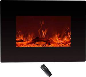 lot 70 image: C-Hopetree 22 Inch Wide Electric Fireplace, Wall Mounted or Freestanding Portable Room Heater with Remote and Thermostat