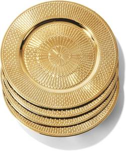 lot 71 image: 13 Decorative Melamine Service Plate for Home, Professional Dining, Perfect for Upscale Event, Dinner Parties, Wedding, Catering, Set of 4, Gold