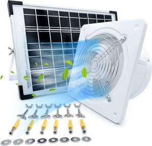 lot 86 image: Solar Panel Exhaust Fan, Ventilation Extractor with Anti-backflow Check Valve Chain Switch,10W 16Ft Cable for Greenhouses, Pet Houses, Small Chicken Coops, Sheds, Window Exhaust