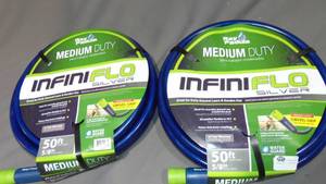 lot 124 image: 2 Pack Ray Padula InfiniFlo 50ft Silver Medium Duty Garden Hose