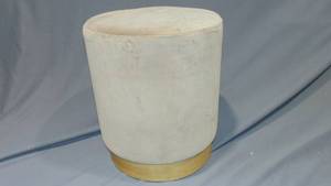lot 145 image: Midvale Velvet and Wood Drum Ottoman Brown