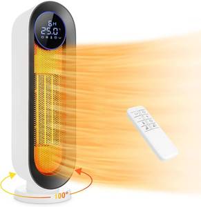 lot 115 image: Oscillating Space Heater, 1500W Electric Heater with Adjustable Thermostat, Timer, Remote Control, PTC Fast Heating Ceramic