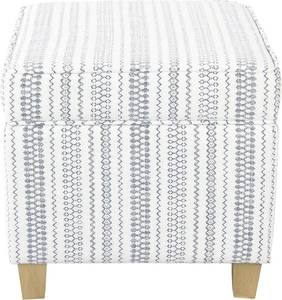 lot 122 image: K7342 HomePop  Square Storage Ottoman with Lift Off Lid  Storage  Blue Stripe Large