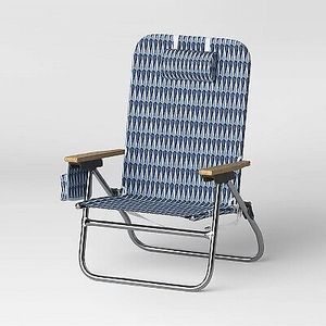 lot 139 image: 2 Pack Aluminum High Sitting Beach Chair - Blue  Threshold