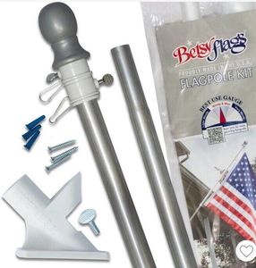 lot 141 image: 3 Pack BETSY FLAGS Aluminum Flagpole Kit with 2-Piece 6 Sectional Aluminum Pole