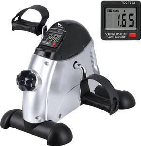 lot 144 image: Mini Exercise Bike, Himaly Under Desk Bike Pedal Exerciser Portable Foot Cycle Arm & Leg Peddler Machine with LCD Screen Displays