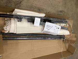 lot 14 image: VEIKOUS 12 ft. Quilted 2-Person Hammock Bed with Stand and Detachable Pillow, Beige