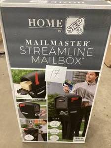 lot 17 image: Step2 Mail Master Streamline Black OverPost Mounted Plastic Mailbox 566900  Open box see Pics