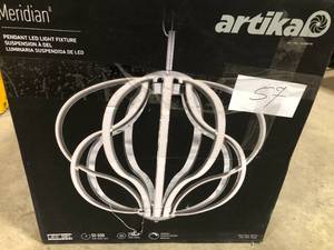 lot 57 image: Artika  Meridian 30-Watt 1 Light Chrome Modern Integrated LED Pendant Light Fixture for Dining Room or Kitchen