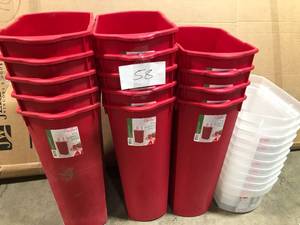 lot 58 image: Lot of Sterilite Holiday Gift Wrap Storage Box - Rocket Red Customer Returns See Pictures