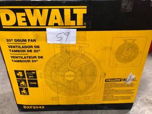lot 59 image: DEWALT DXF-2042 High-Velocity Industrial,Floor,Drum,Barn,Warehouse Fan Heavy Customer Returns See Pictures