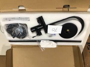 lot 70 image: IHOMEadore 2-Handle Floor-Mount Roman Tub Faucet with Hand Shower in Matte Black Customer Returns See Pictures