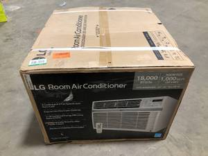 lot 22 image: LG 18,000 BTU 230208V Window Air Conditioner LW1816ER with Remote in White  Customer Returns See Pictures