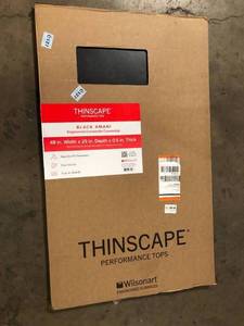 lot 27 image: THINSCAPE 4 ft. L x 25 in. D Engineered Composite Countertop in Black Amani with Satin Finish Customer Returns See Pictures