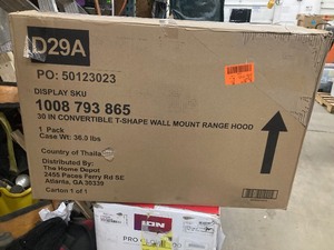 lot 39 image: 30 in. Convertible T-shape Wall Mount Range Hood Customer Returns See Pictures