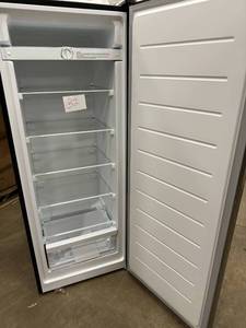 lot 37 image: Vissani 7 cu. ft. Convertible Upright FreezerRefrigerator in Stainless Steel Garage Ready Dent bottom side see pictures