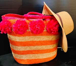lot 23 image: Gorgeous Serving Bowl and Bunny Bonnet Hill Vase by Fitz & Floyd with Hat and Bag by Mud Pie