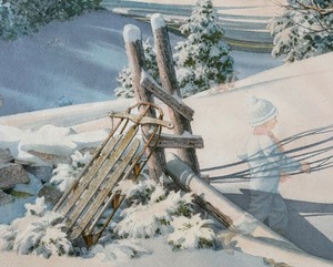 lot 61 image: Sledding Hill Limited Edition Artist Proof Unframed Print by Charles L. Peterson