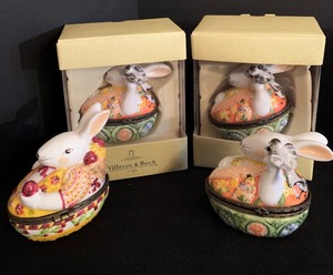 lot 32 image: Villeroy & Boch Porcelain Spring Easter Bunny Trinket Egg Boxes