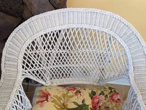 lot 105 image: White Wicker Armchair