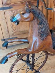 lot 1A image: Vintage Wood Horse Tricycle