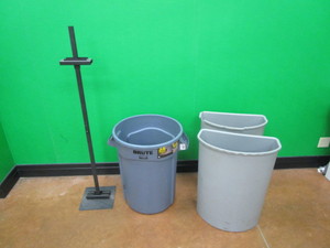 lot 92 image: Garbage Cans & Sign Holder