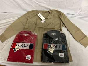 Tan, Red, and Black Dress Shirts - XL
